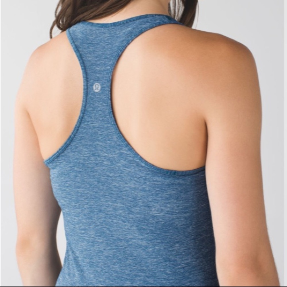Lululemon CRB Cool Racerback Tank Top in Heathered Poseidon Blue - Sz. 2 - Picture 8 of 9